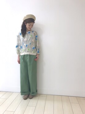 「Casselini（キャセリーニ）のアイテム（ハンチング/ベレー帽）」を使った、haupia(小倉井筒屋店)さん（レディース・159cm）の春コーディネート