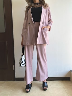 「アイテム（スーツセット、ピンク系）」を使った、𝕋𝕆𝕄𝕆𝕂𝕆𝔸ℕ𝔻𝕆さん（レディース・167cm）の春コーディネート