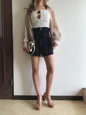「キュロット」｜「アイテム（キャミソール）」を使った、𝕋𝕆𝕄𝕆𝕂𝕆𝔸ℕ𝔻𝕆さん（レディース・167cm）の春コーディネート