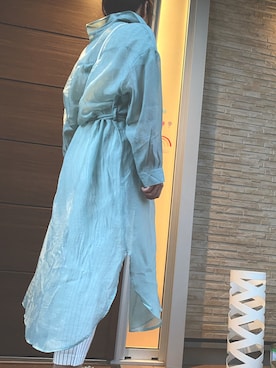 「シアーシャツワンピース」｜「アイテム（シャツワンピース）」を使った、katakaoさん（レディース・158cm）の夏コーディネート