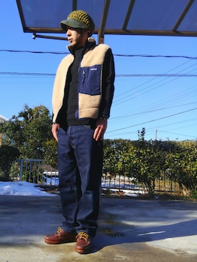 「ドラフトリーバイス」｜「アイテム（モカシン/デッキシューズ）」を使った、コニさん（メンズ・166cm）の冬コーディネート