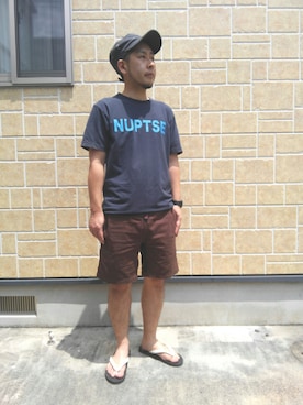 「ワークキャップ」｜「アイテム（腕時計）」を使った、コニさん（メンズ・166cm）の夏コーディネート