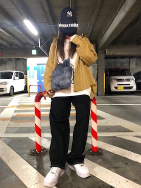 「X-girl（エックスガール）のWIDE TAPERED PANTS（その他パンツ）」を使った、いとうさん（レディース・160cm）の春コーディネート