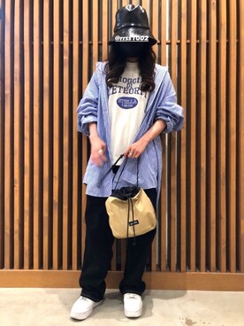 「X-girl（エックスガール）のWIDE TAPERED PANTS（その他パンツ）」を使った、いとうさん（レディース・160cm）の春コーディネート