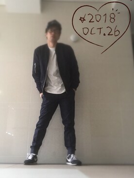 「EDIFICE（エディフィス）のアイテム（ブルゾン）」を使った、福さん（メンズ・174cm）の秋コーディネート