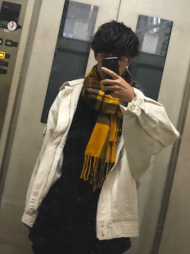 「CASPER JOHN（キャスパージョン）のアイテム（デニムジャケット）」を使った、kyo toさん（メンズ・170cm）の冬コーディネート