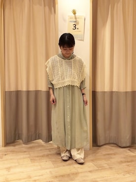 「ehka sopo（エヘカソポ）のアイテム（シャツワンピース）」を使った、ヤスイさん（レディース・147cm）の春コーディネート