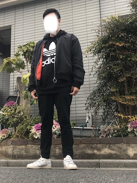 「no brand（ノーブランド）のアイテム（MA-1）」を使った、あるけんさん（メンズ・174cm）の春コーディネート