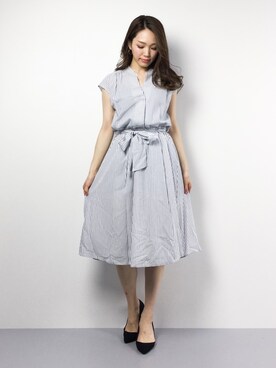 「NATURAL BEAUTY BASIC（ナチュラルビューティーベーシック）のアイテム（シャツワンピース）」を使った、momokoさん（レディース・165cm）の春コーディネート