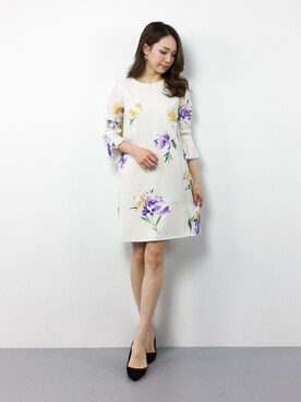momokoさんの「《andGIRL3月号モデル美香さん着用アイテム》オリジナル花柄プリント袖プリーツサックワンピース」を使ったコーディネート
