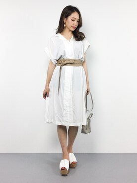 「NANO universe（ナノユニバース）のアイテム（シャツワンピース）」を使った、momokoさん（レディース・165cm）の夏コーディネート