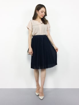 「earth music&ecology（アースミュージックアンドエコロジー）の袖ロールアッププルオーバー（シャツ/ブラウス）」を使った、momokoさん（レディース・165cm）の夏コーディネート