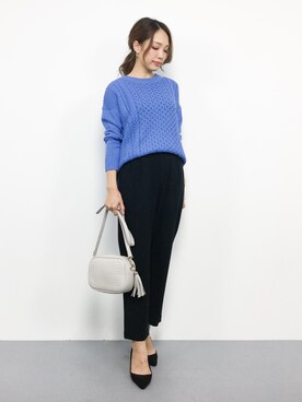 「LEPSIM（レプシィム）のT/R/PUテーパードパンツ　761850（その他パンツ）」を使った、momokoさん（レディース・165cm）の秋コーディネート