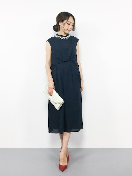 結婚式 服装 ネイビー