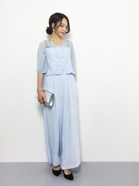 「水色」｜「アイテム（オールインワン・サロペット）」を使った、momokoさん（レディース・165cm）の秋コーディネート