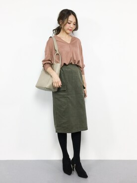 「STUDIOUS（ステュディオス）のアイテム（トートバッグ）」を使った、momokoさん（レディース・165cm）の秋コーディネート