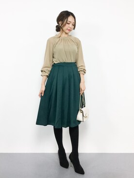 momokoさんの「カラーフレアスカート」を使ったコーディネート