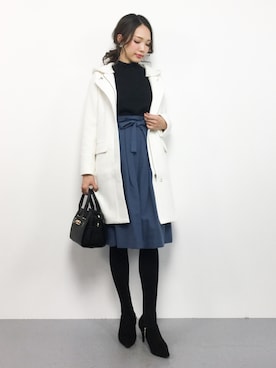 「BLISS POINT（ブリスポイント）のアイテム（その他アウター）」を使った、momokoさん（レディース・165cm）の秋コーディネート