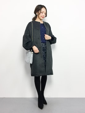 「rps（アールピーエス）のアイテム（ノーカラージャケット）」を使った、momokoさん（レディース・165cm）の秋コーディネート