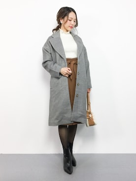 「Luz Llena（ラズレナ）のアイテム（チェスターコート）」を使った、momokoさん（レディース・165cm）の冬コーディネート