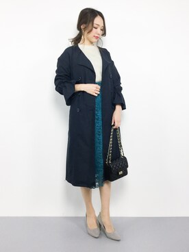 「SpRay（スプレイ）のアイテム（トレンチコート）」を使った、momokoさん（レディース・165cm）の冬コーディネート