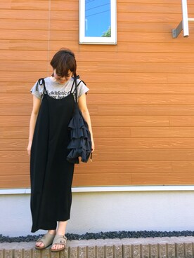 「Khaju（カージュ）のアイテム（つなぎ/オールインワン）」を使った、aoiさん（レディース・158cm）の夏コーディネート