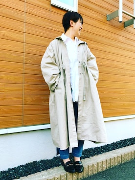 「KBF（ケイビーエフ）のBIGフーディコート（その他アウター）」を使った、aoiさん（レディース・158cm）の春コーディネート