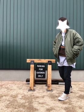 「zozoデニム」｜「アイテム（MA-1）」を使った、aoiさん（レディース・158cm）の冬コーディネート