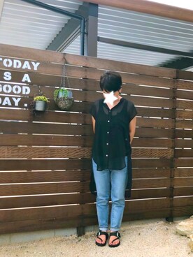 「ZOZO（ゾゾ）のスリムテーパードデニムパンツ［WOMEN］（デニムパンツ）」を使った、aoiさん（レディース・158cm）の夏コーディネート