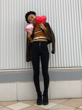 「RETRO GIRL（レトロガール）のアイテム（ハンチング/ベレー帽）」を使った、あきちさん（レディース・161cm）の冬コーディネート