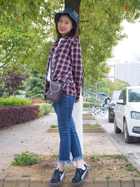 「UNIQUE（ユニーク）のアイテム（トップス）」を使った、哈哈哈さん（レディース・162cm）の秋コーディネート