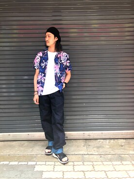 「Ahe'hee（アヘヘ）のアイテム」を使った、Akinori Iwataさん（メンズ・167cm）の春コーディネート