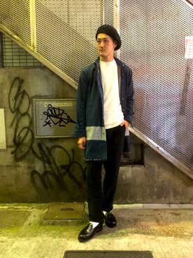 「リバーシブル」｜「アイテム（ローファー）」を使った、Akinori Iwataさん（メンズ・167cm）の秋コーディネート