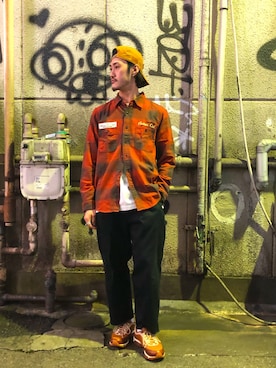 「チェック柄に恋してる」｜「アイテム（キャップ）」を使った、Akinori Iwataさん（メンズ・167cm）の秋コーディネート