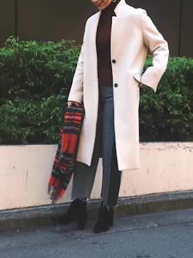 「タータンチェック」｜「アイテム（ジャケット/アウター）」を使った、nano・universe press天本さん（レディース・162cm）の秋コーディネート