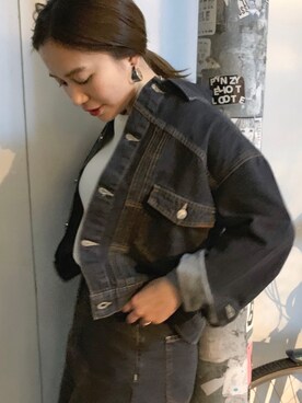 「SET UP」｜「アイテム（デニムジャケット）」を使った、nano・universe press天本さん（レディース・162cm）の冬コーディネート