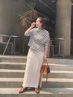 「PROTCOL（プロトコル）のアイテム」を使った、nano・universe press天本さん（レディース・162cm）の夏コーディネート