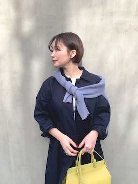 「NANO universe（ナノユニバース）のアイテム（ステンカラーコート）」を使った、nano・universe press天本さん（レディース・162cm）の冬コーディネート