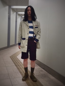 「schott（ショット）のアイテム（ステンカラーコート）」を使った、s.mizushimaさん（メンズ・170cm）の春コーディネート