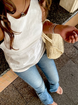 「アイテム（ブラジャー、ブラック系）」を使った、mayuさん（レディース・156cm）の夏コーディネート