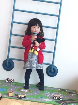 「アイテム（タイツ/ストッキング、ブルー系）」を使った、yuichanさん（キッズ・80cm）の冬コーディネート