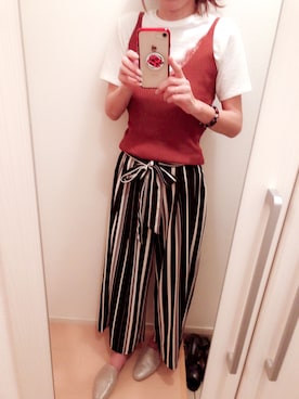 「アイテム（その他トップス、ブラウン系）」を使った、eruさん（レディース・163cm）の春コーディネート