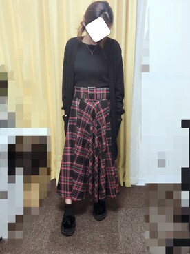 「タータンチェックスカート」｜eruさん（レディース・163cm）の秋コーディネート