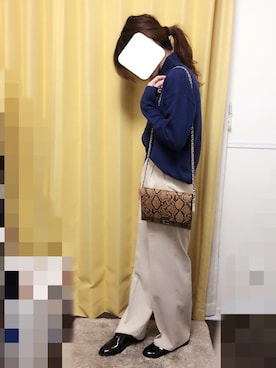 「ブルー x ホワイト」｜「アイテム（その他シューズ）」を使った、eruさん（レディース・163cm）の秋コーディネート