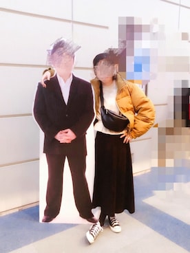 「フリルトップス」｜「アイテム（その他アウター）」を使った、eruさん（レディース・163cm）の冬コーディネート