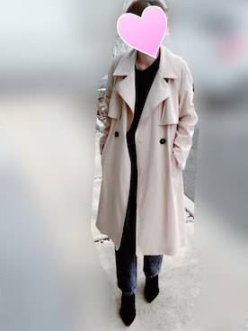 「ハイウエストストレートジーンズ」｜「アイテム（トレンチコート）」を使った、eruさん（レディース・163cm）の冬コーディネート