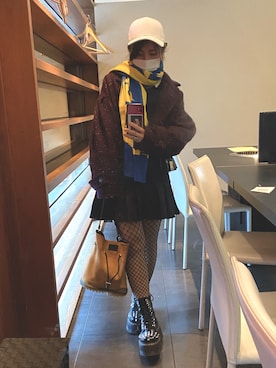 「DIESEL」｜「アイテム（キャップ）」を使った、美紅さん（レディース・150cm）の冬コーディネート
