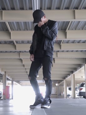 「エアジョーダン」｜「アイテム（MA-1）」を使った、THIKE>さん（メンズ・173cm）の春コーディネート