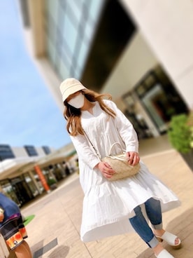 「coca（coca）（コカ）のアイテム（シャツワンピース）」を使った、RIさん（レディース・155cm）の春コーディネート