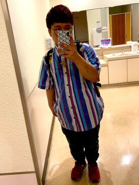 「アイテム（スマホグッズ、ホワイト系）」を使った、PUGtalkboxさん（メンズ・157cm）の夏コーディネート
